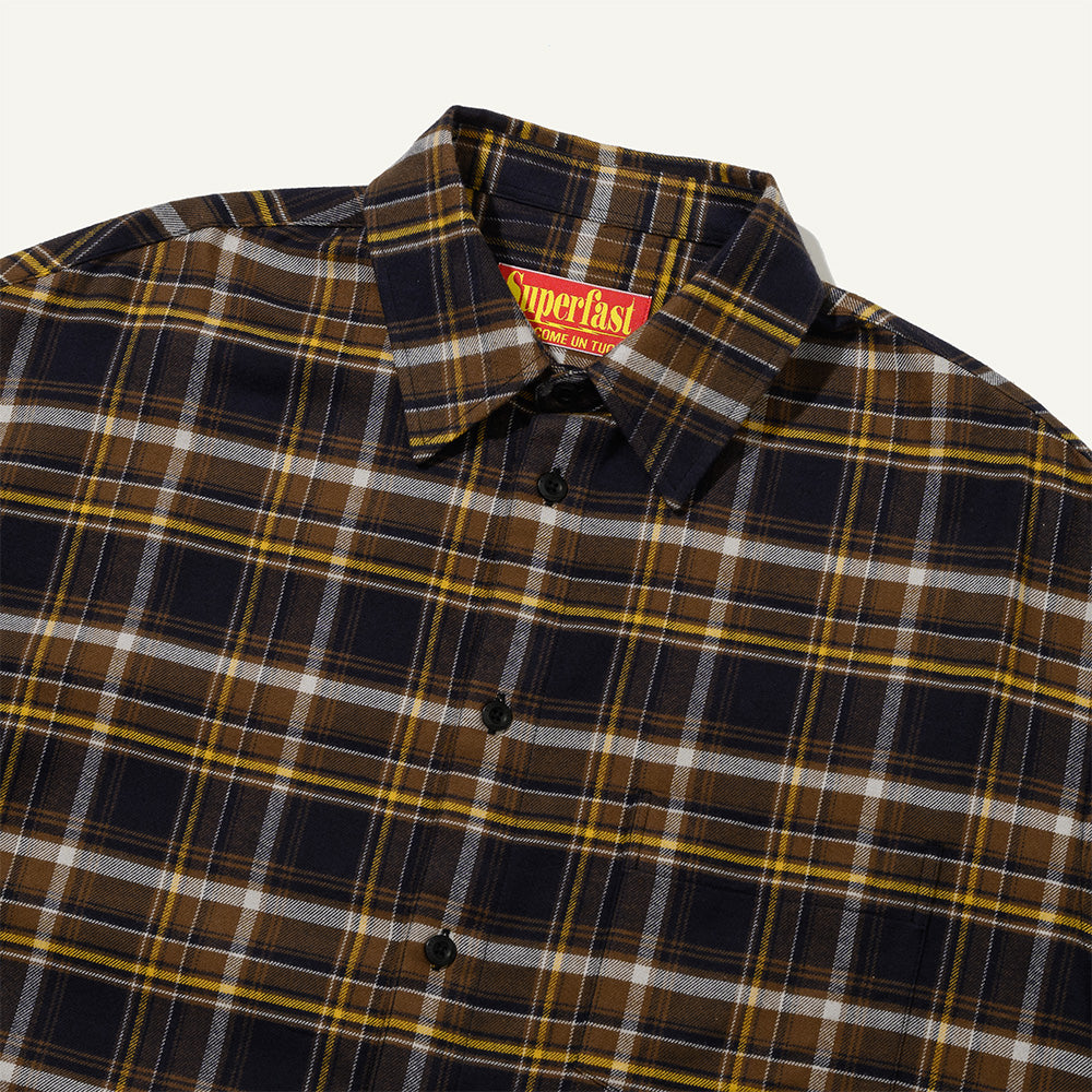 (Superfast™ x Hankook Tire) Stampa Flannel Check Shirt Dark Brown