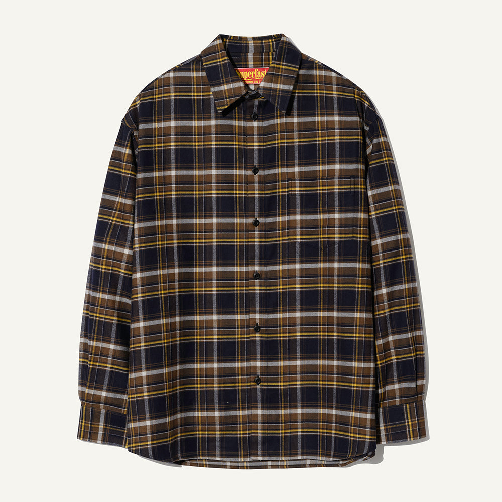 (Superfast™ x Hankook Tire) Stampa Flannel Check Shirt Dark Brown