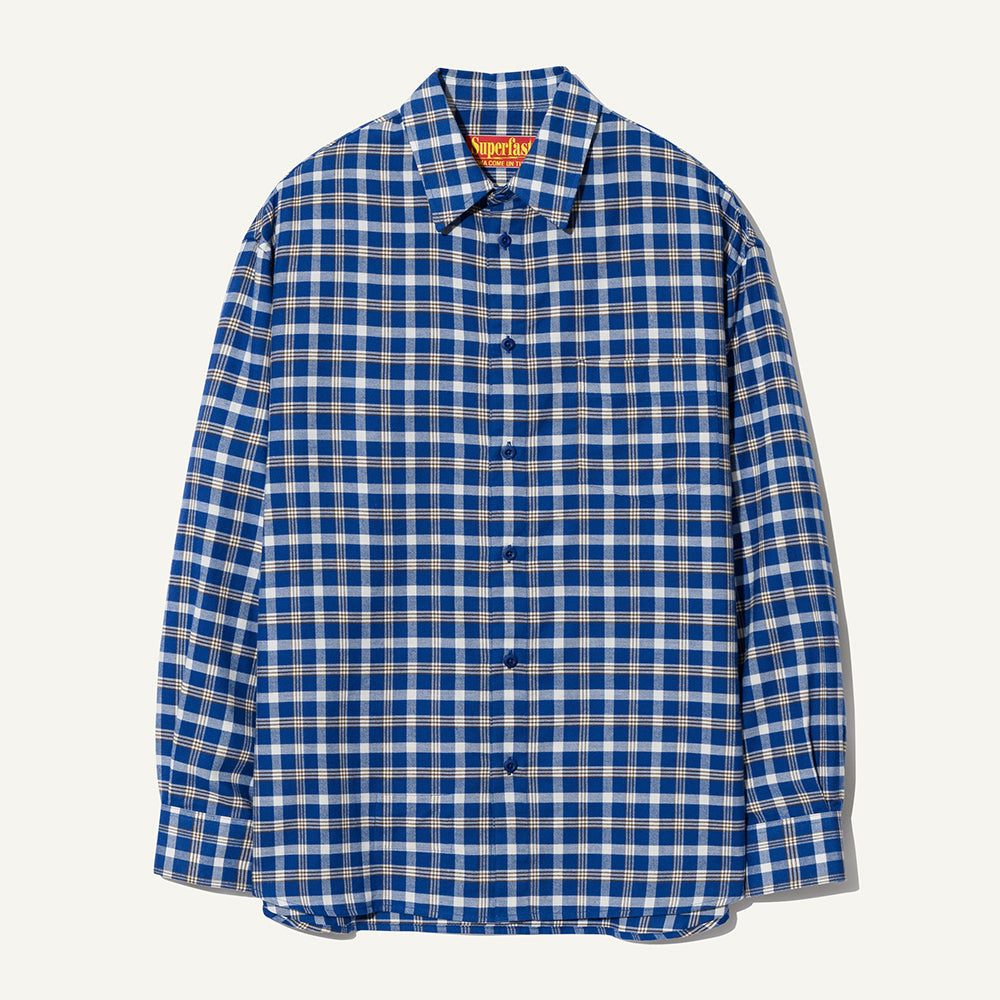 (Superfast™ x Hankook Tire) Stampa Flannel Check Shirt Blue